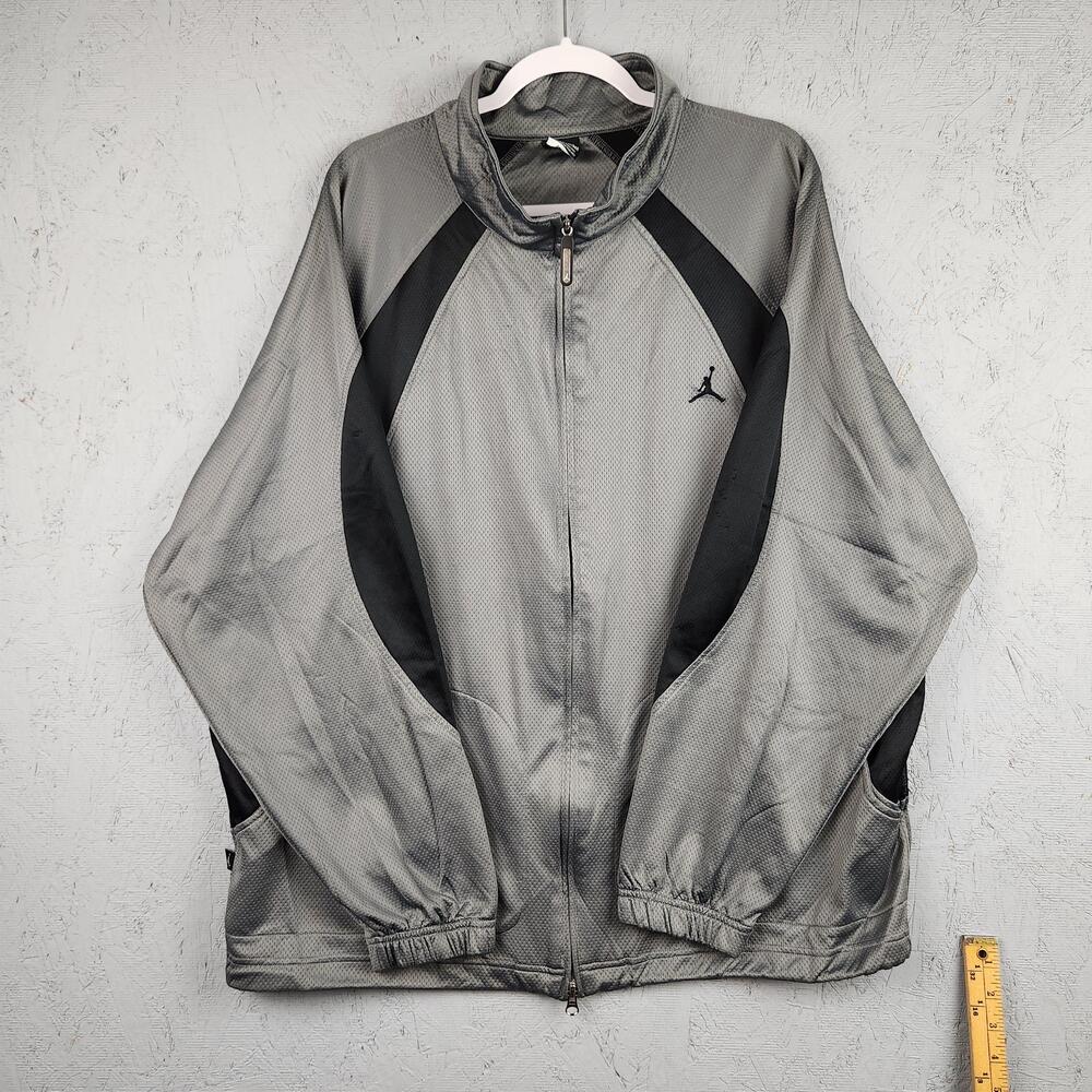 Jordan Jacket Mens 2XL Gray Black Dri-FIT Warm Up Track Full Zip Athletic Gym